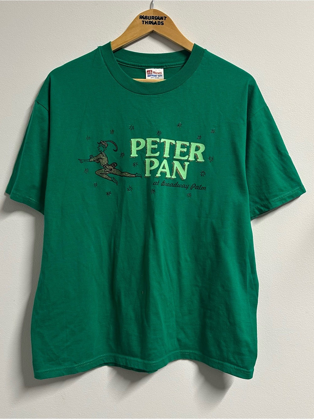 Vintage Peter Pan Broadway Show Green Tshirt Disney Large